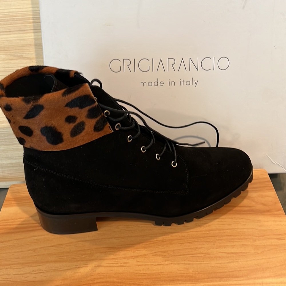 NWT GRIGIARANCIO BOTTIE BLACK WITH LEOPARD